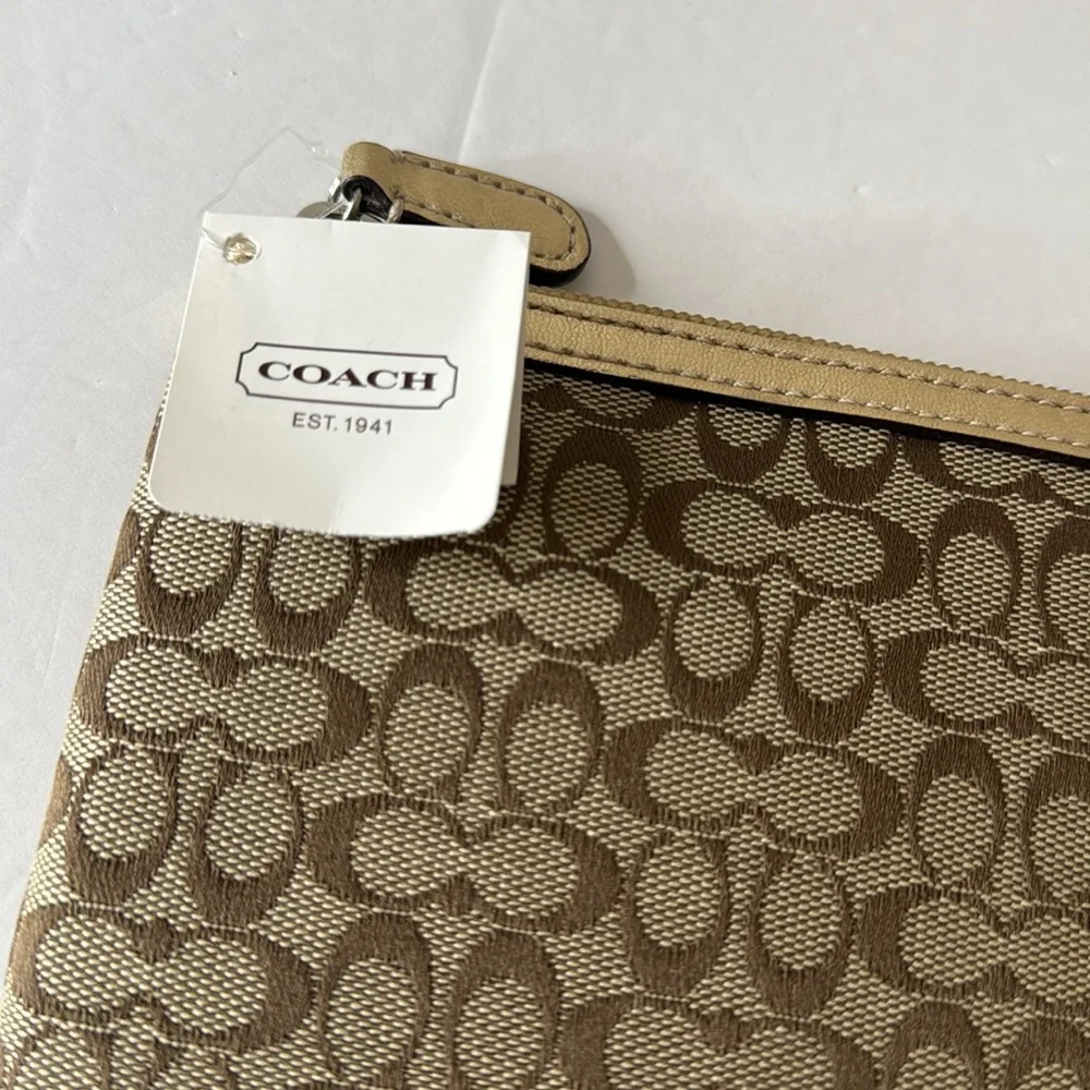 Coach Signature Tablet Sleeve Khaki Metallic